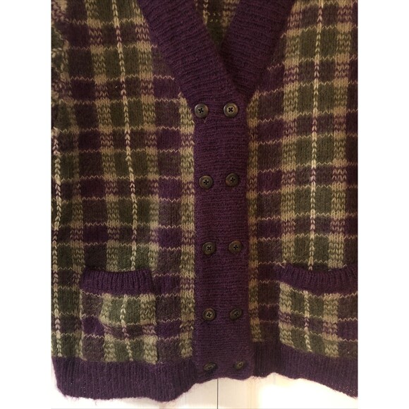 Vintage Signatures by Northern Isles Size M Plaid Mohair Blend Cardigan Sweater - Picture 7 of 8